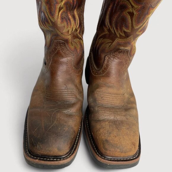 Justin WK4686 Driller Work Leather Square Toe Western Cowboy Boots Men's 7.5 D - Picture 3 of 12